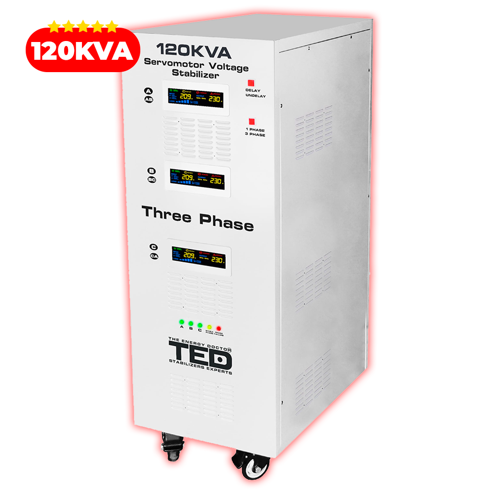 Regulator Stabilizator Tensiune Trifazic 120KVA 85kW TED000088 AVR Imagine principală a produsului