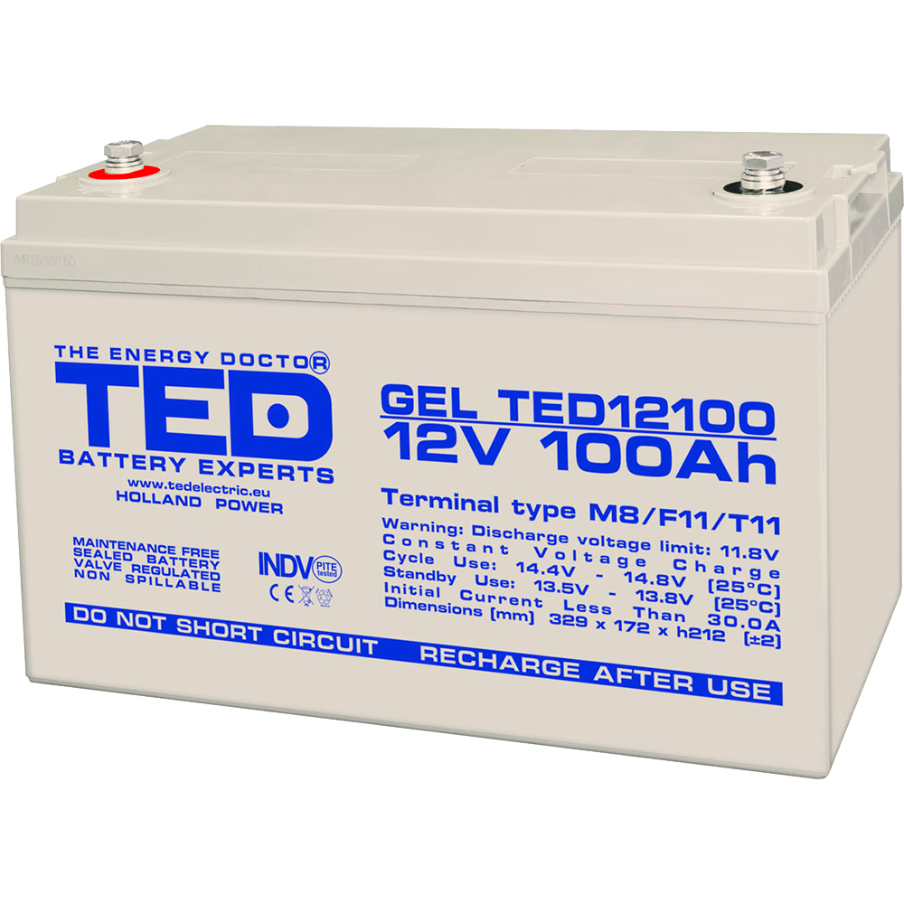 Baterie 100Ah Solara, UPS 12V 100Ah Acumulator TED Electric TED004147 Imagine principală a produsului