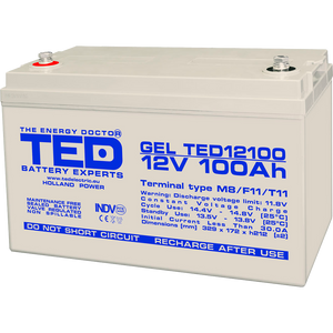 Baterie 100Ah Solara, UPS 12V 100Ah Acumulator TED Electric TED004147