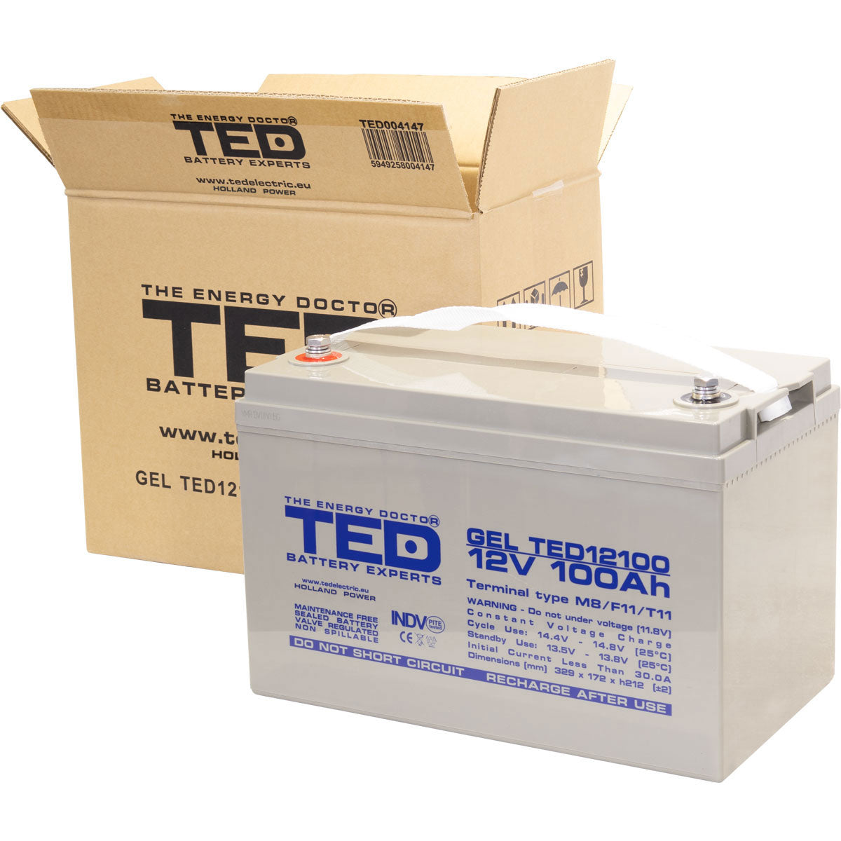 Baterie 100Ah Solara, UPS 12V 100Ah Acumulator TED Electric TED004147 Imagine secundară a produsului