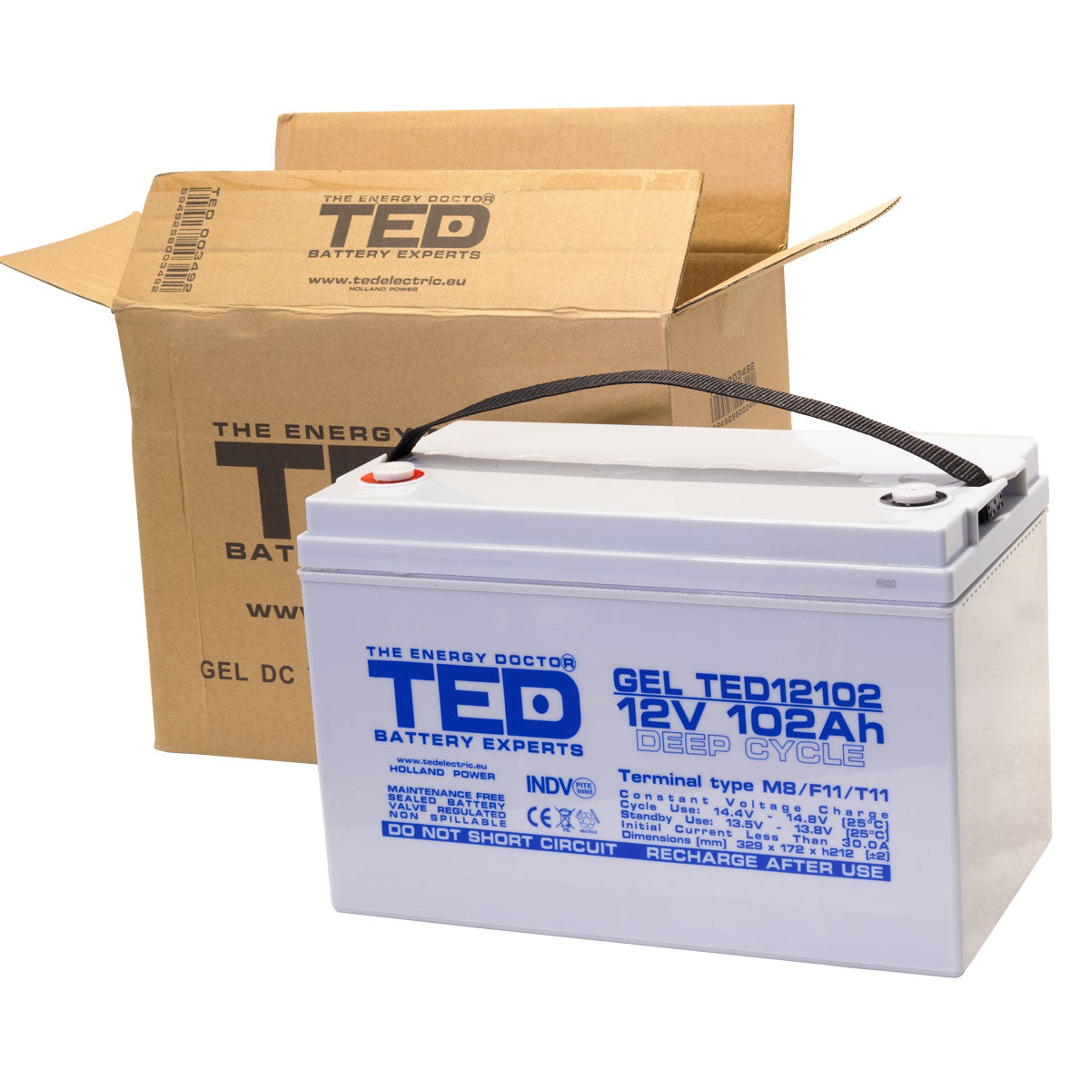Baterie 100Ah Solara, UPS 12V 102Ah Acumulator TED Electric TED003492 Imagine secundară a produsului