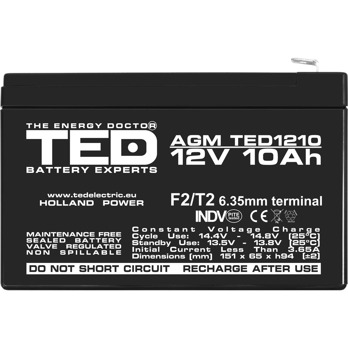 Baterie UPS 12V 10Ah F2 Acumulator TED Electric TED002730