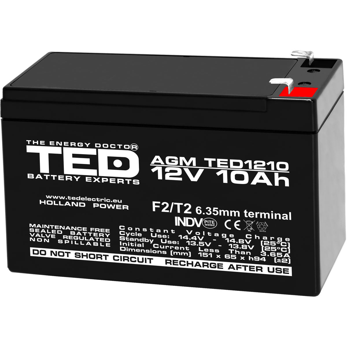 Baterie UPS 12V 10Ah F2 Acumulator TED Electric TED002730
