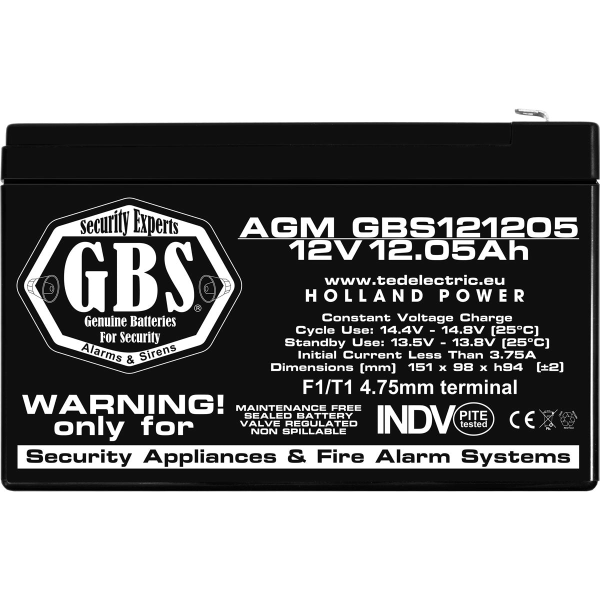 Baterie Alarma 12V 12.05Ah F1 Acumulator TED Electric GBS002693