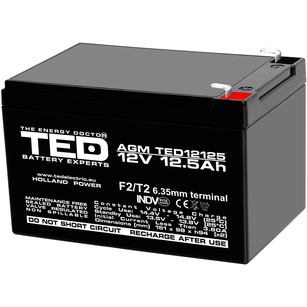 Baterie UPS 12V 12.5Ah F2 Acumulator TED Electric TED002754