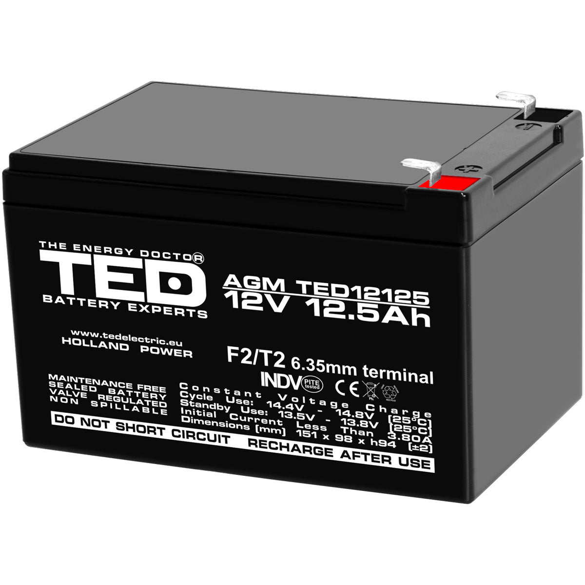 Baterie UPS 12V 12.5Ah F2 Acumulator TED Electric TED002754