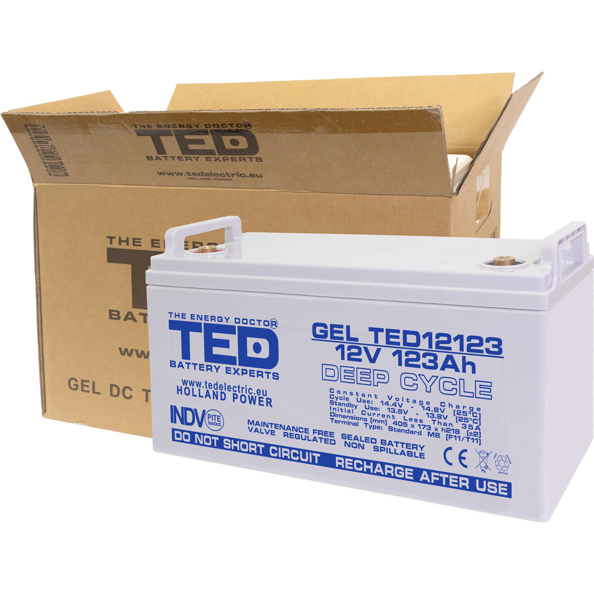 Baterie 120Ah Solara, UPS 12V 123Ah Acumulator TED Electric TED003508 Imagine secundară a produsului