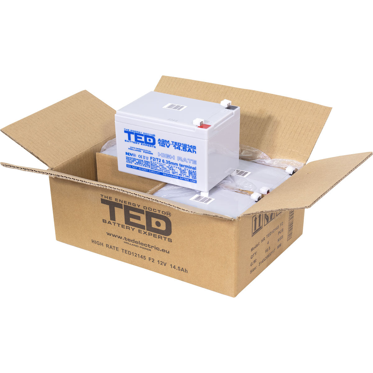 Baterie UPS 12V 14.5Ah F2 High Rate TED Electric TED002792 Imagine secundară a produsului
