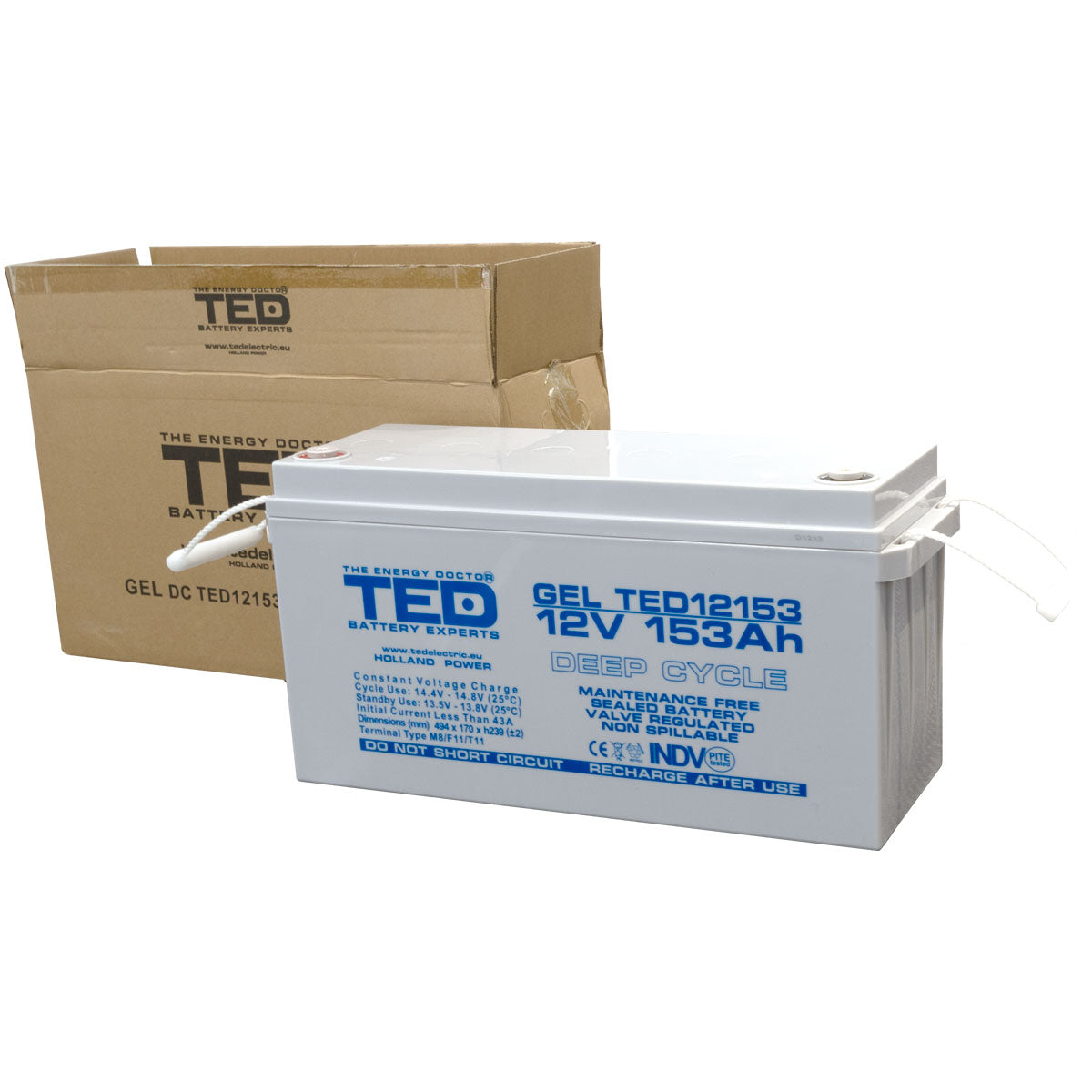 Baterie 150Ah Solara, UPS 12V 153Ah Acumulator TED Electric TED003515 Imagine secundară a produsului