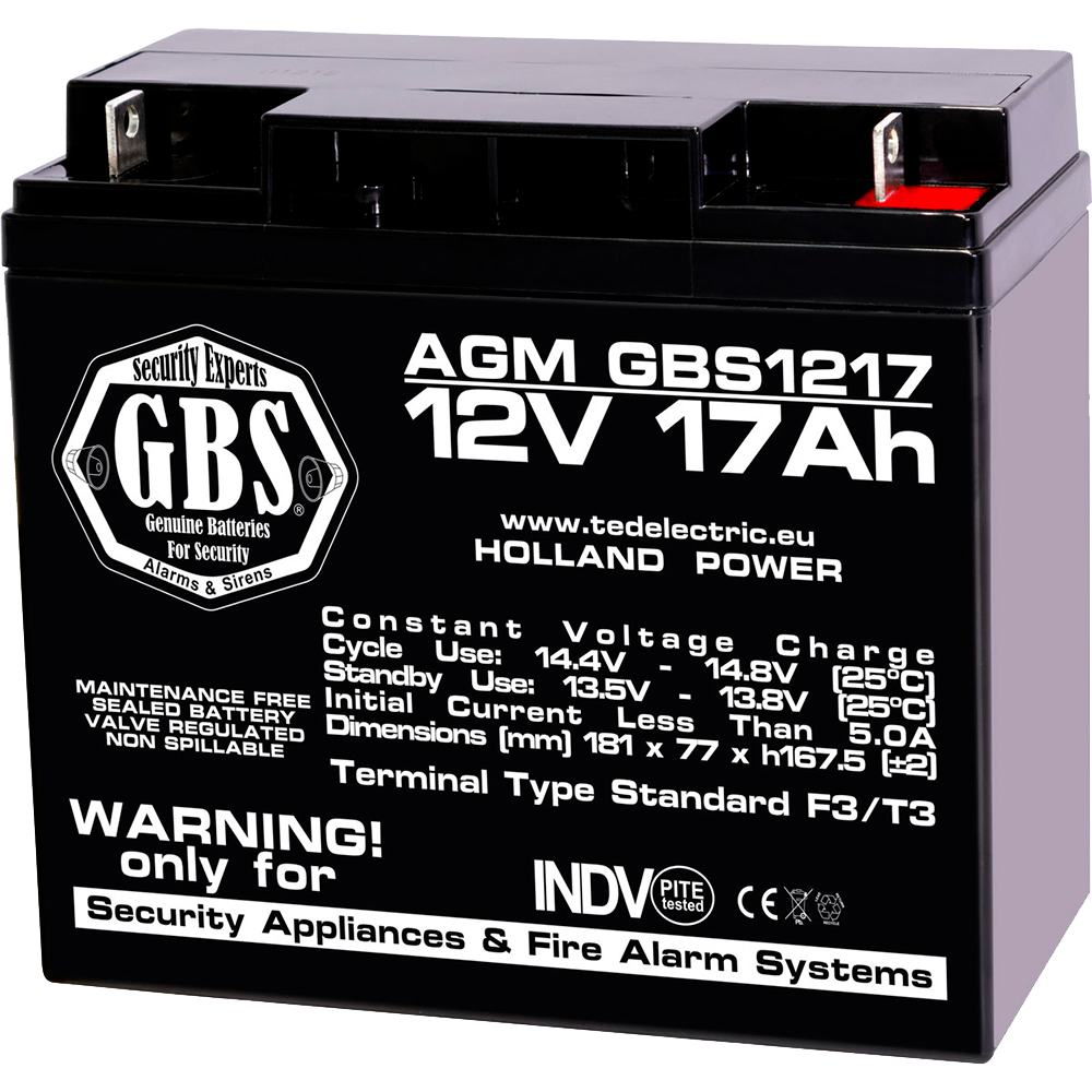 Baterie Alarma 12V 17Ah F3 Acumulator TED Electric GBS002679 Imagine principală a produsului