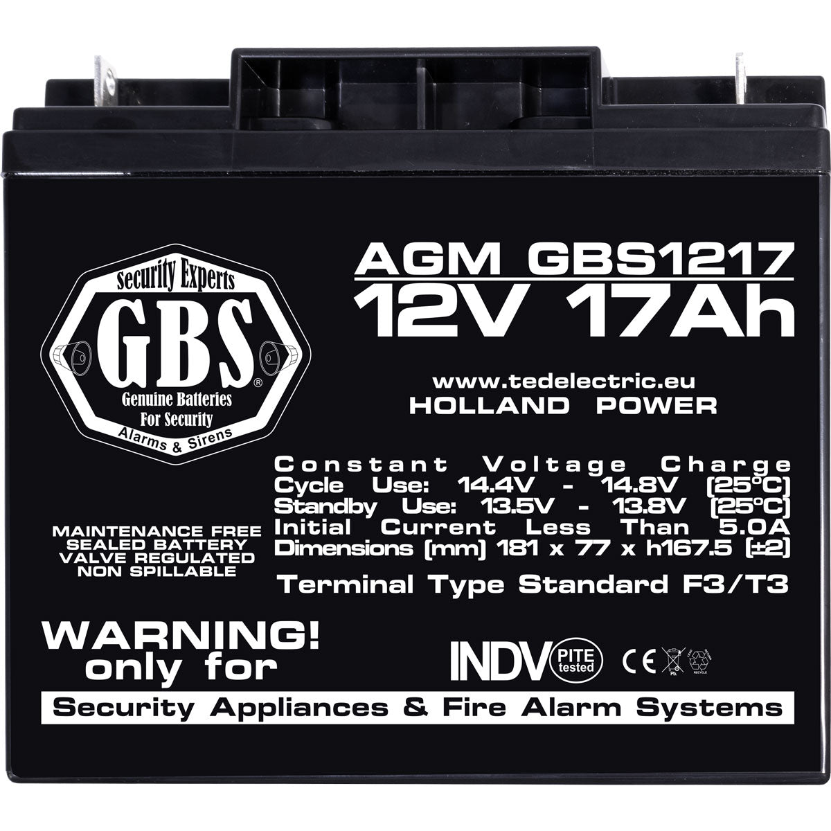 Baterie Alarma 12V 17Ah F3 Acumulator TED Electric GBS002679