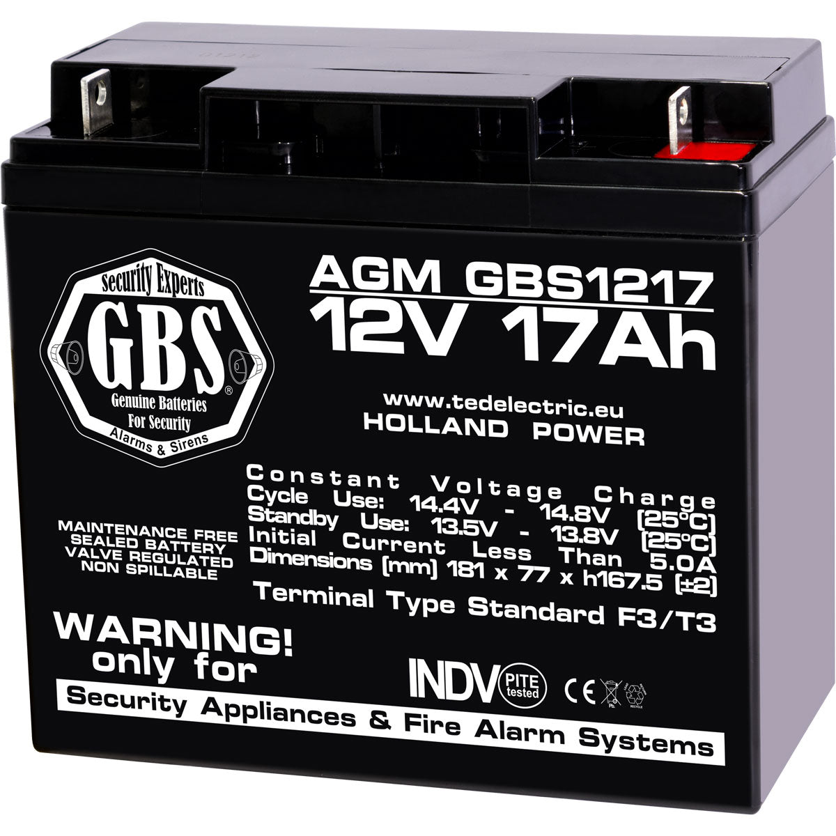 Baterie Alarma 12V 17Ah F3 Acumulator TED Electric GBS002679