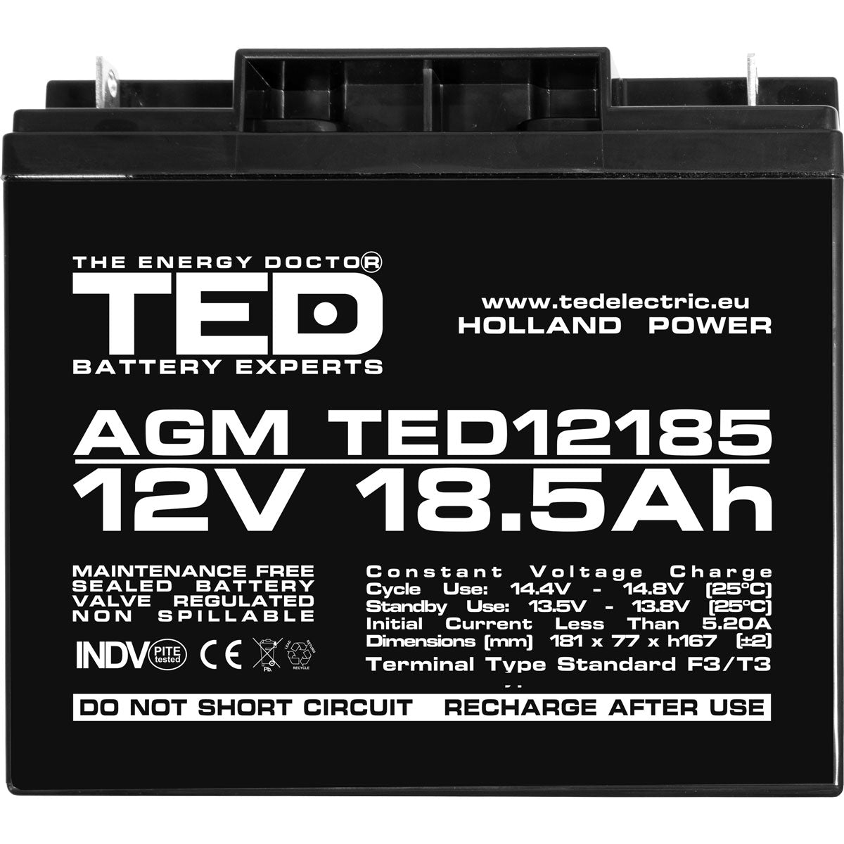 Baterie 12V 18.5Ah F3 Acumulator TED Electric TED002778