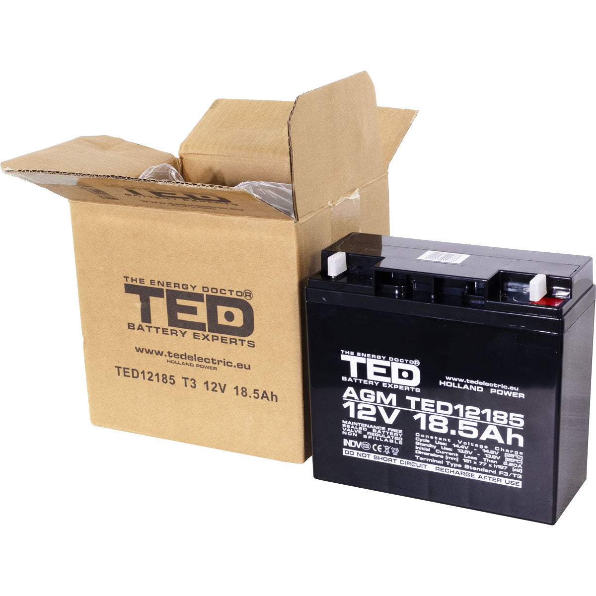 Baterie 12V 18.5Ah F3 Acumulator TED Electric TED002778 Imagine secundară a produsului
