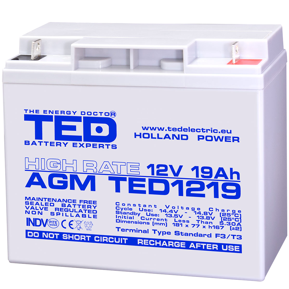 Baterie 12V 19Ah F3 High Rate TED Electric TED002815