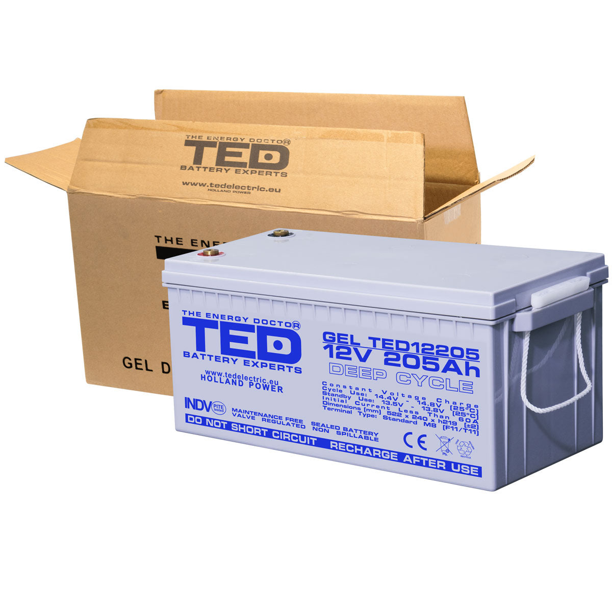 Baterie 200Ah Solara, UPS 12V 205Ah Acumulator TED Electric TED003522 Imagine secundară a produsului