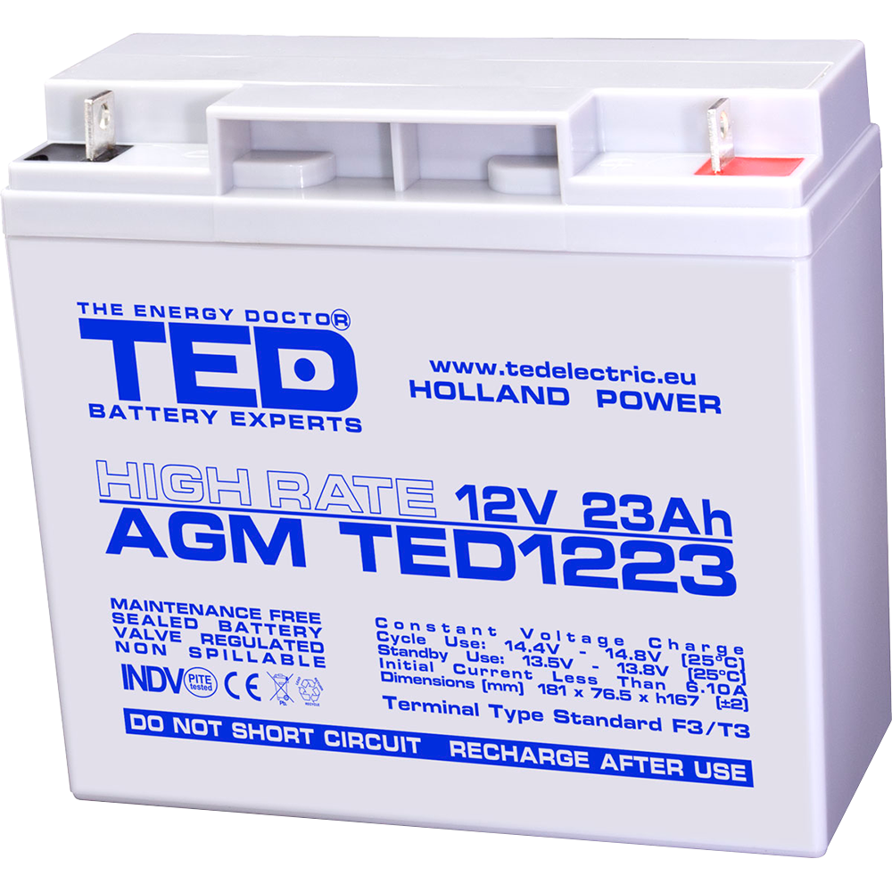 Baterie 12V 23Ah F3 High Rate TED Electric TED003348