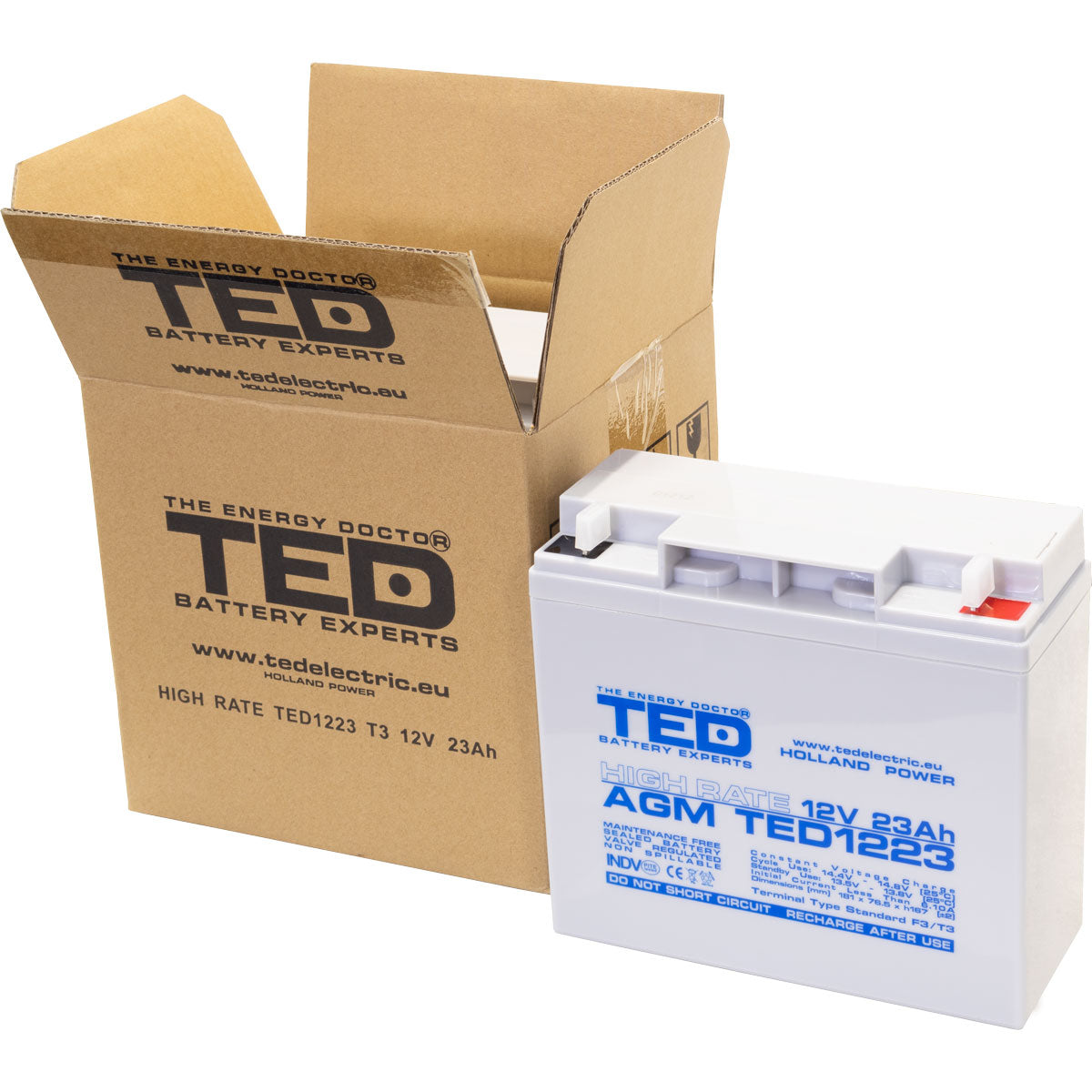 Baterie 12V 23Ah F3 High Rate TED Electric TED003348 Imagine secundară a produsului