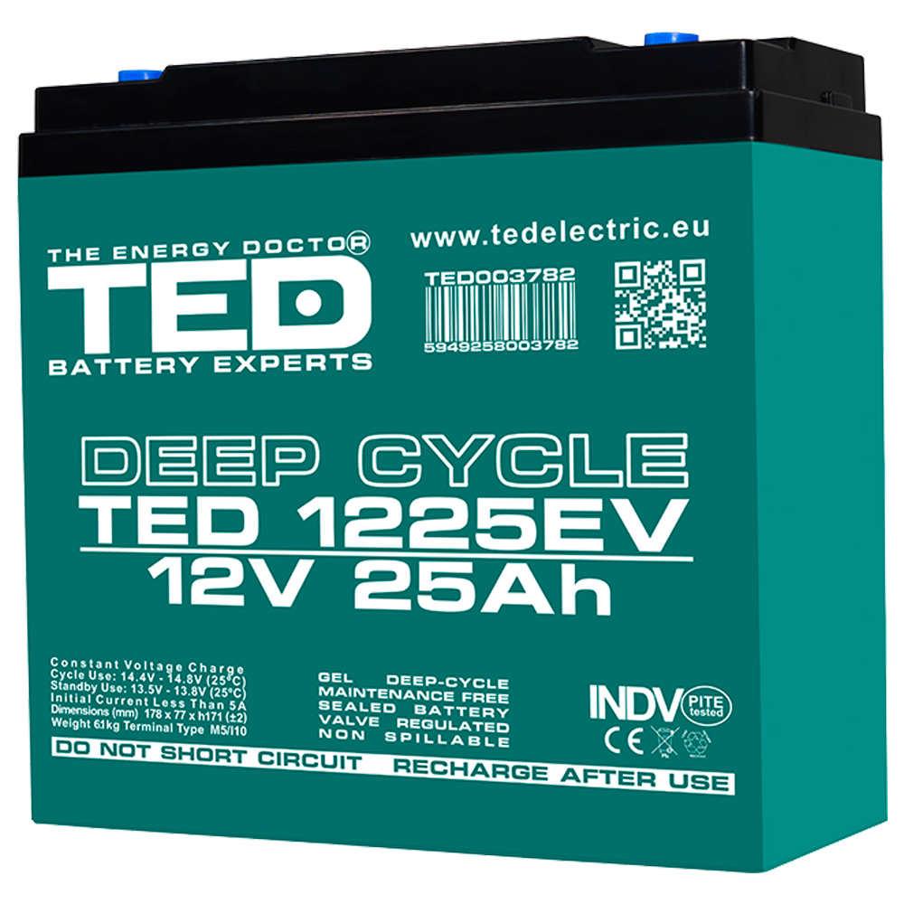 Baterie Bicicleta, Vehicul Electric 12V 25Ah TED Electric TED003782