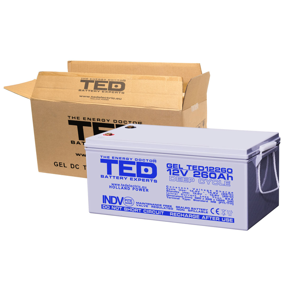 Baterie 250Ah Solara, UPS 12V 260Ah Acumulator TED Electric TED003539 Imagine secundară a produsului