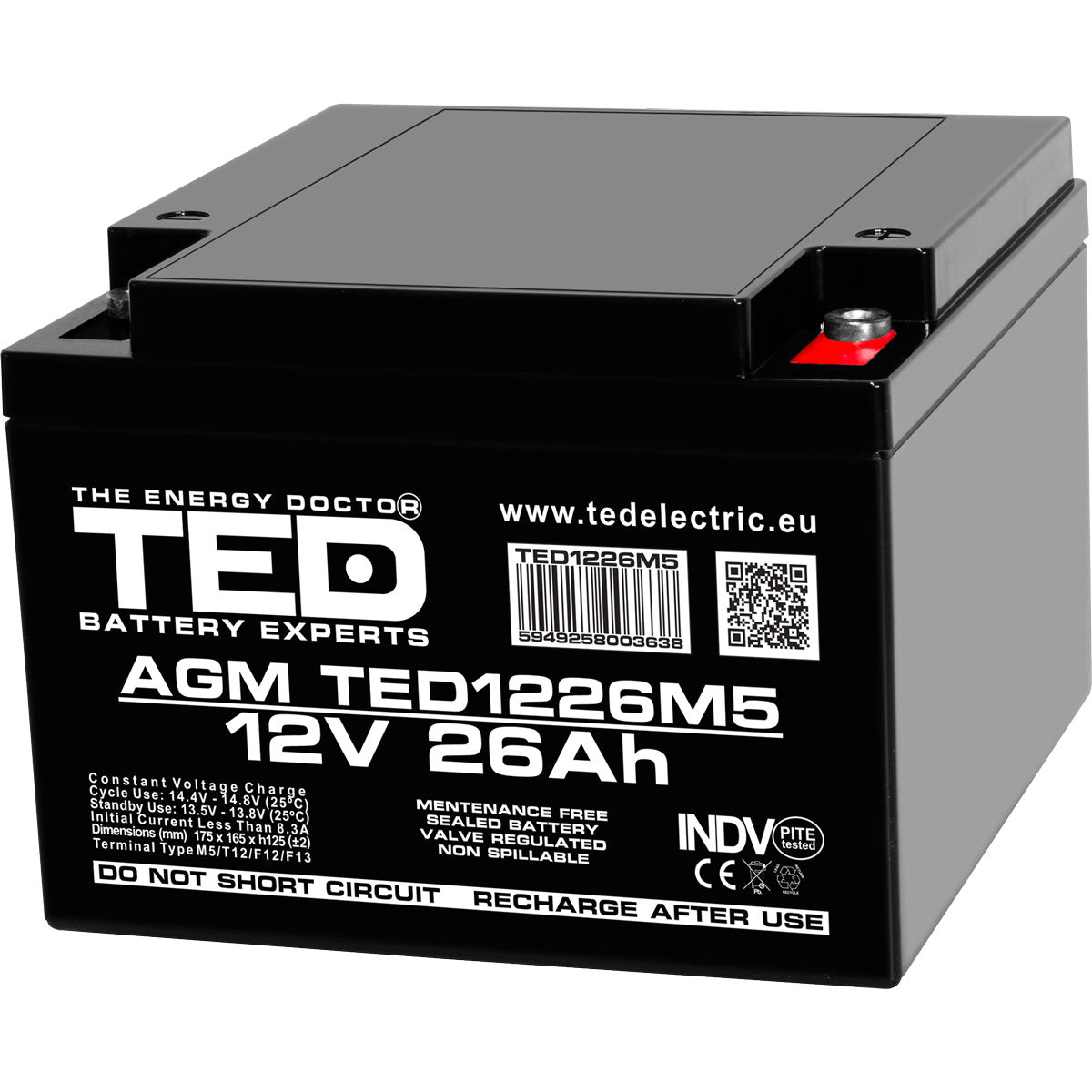 Baterie 12V 26Ah M5 Acumulator TED Electric TED003638