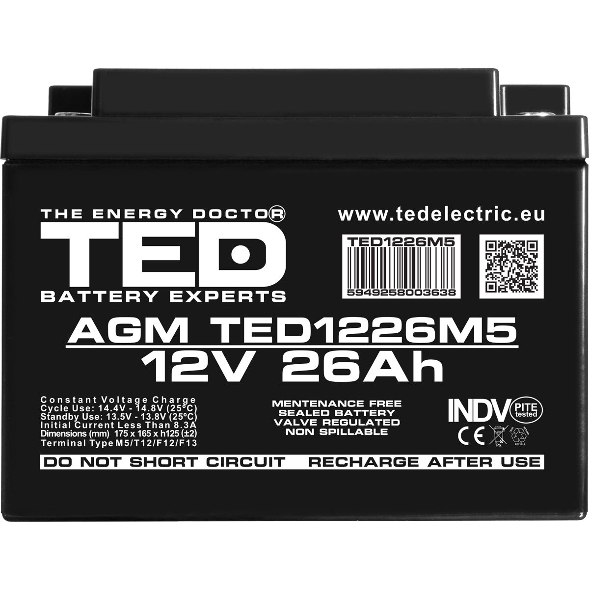 Baterie 12V 26Ah M5 Acumulator TED Electric TED003638