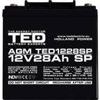 Baterie 12V 28Ah M6 Dimensiuni Speciale TED Electric TED003430
