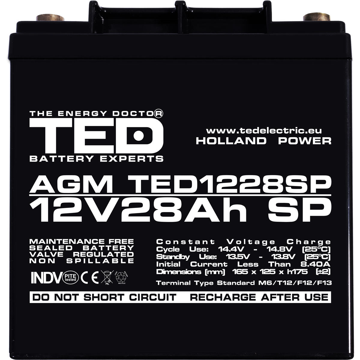 Baterie 12V 28Ah M6 Dimensiuni Speciale TED Electric TED003430
