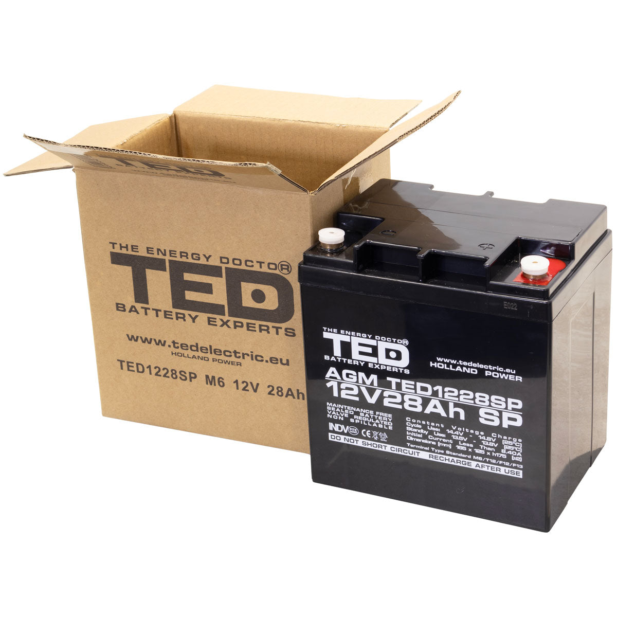 Baterie 12V 28Ah M6 Dimensiuni Speciale TED Electric TED003430 Imagine secundară a produsului