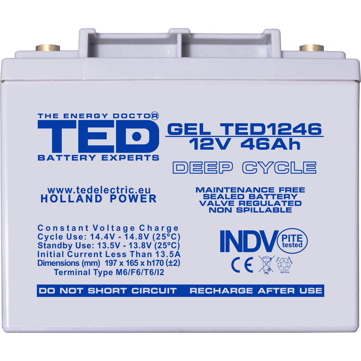 Baterie 45Ah Solara, UPS 12V 46Ah Acumulator Gel TED Electric TED003454