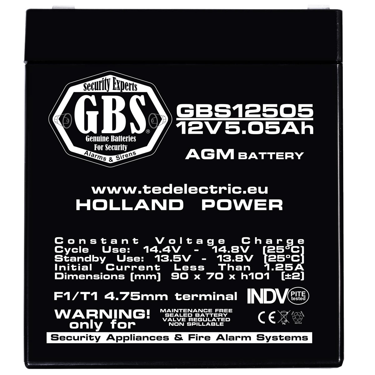 Baterie Alarma 12V 5.05Ah F1 Acumulator TED Electric GBS002631
