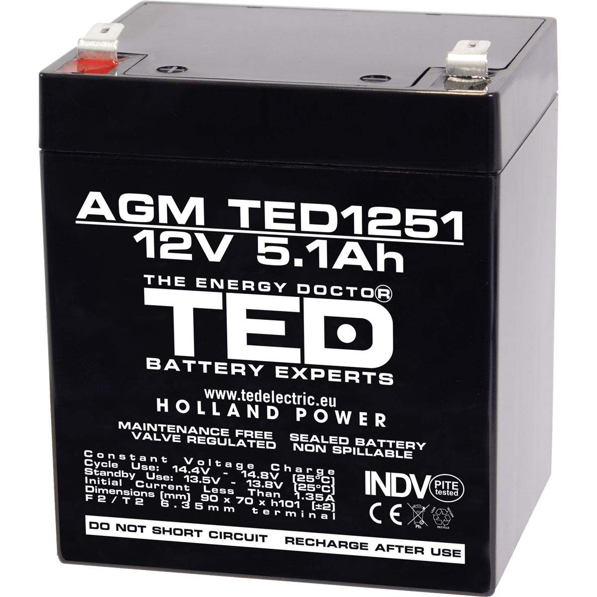 Baterie UPS 12V 5.1Ah F2 Acumulator TED Electric TED003157