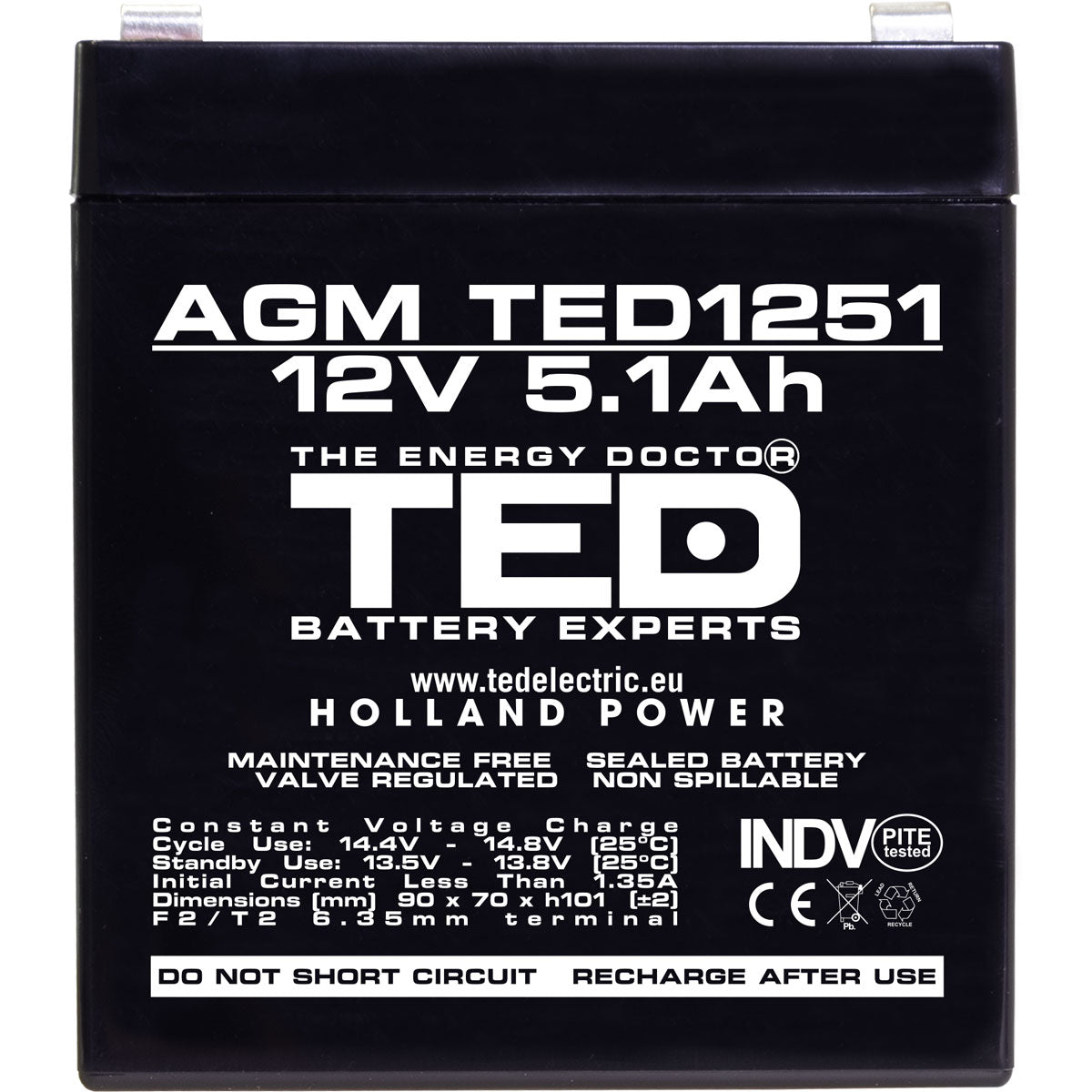 Baterie UPS 12V 5.1Ah F2 Acumulator TED Electric TED003157