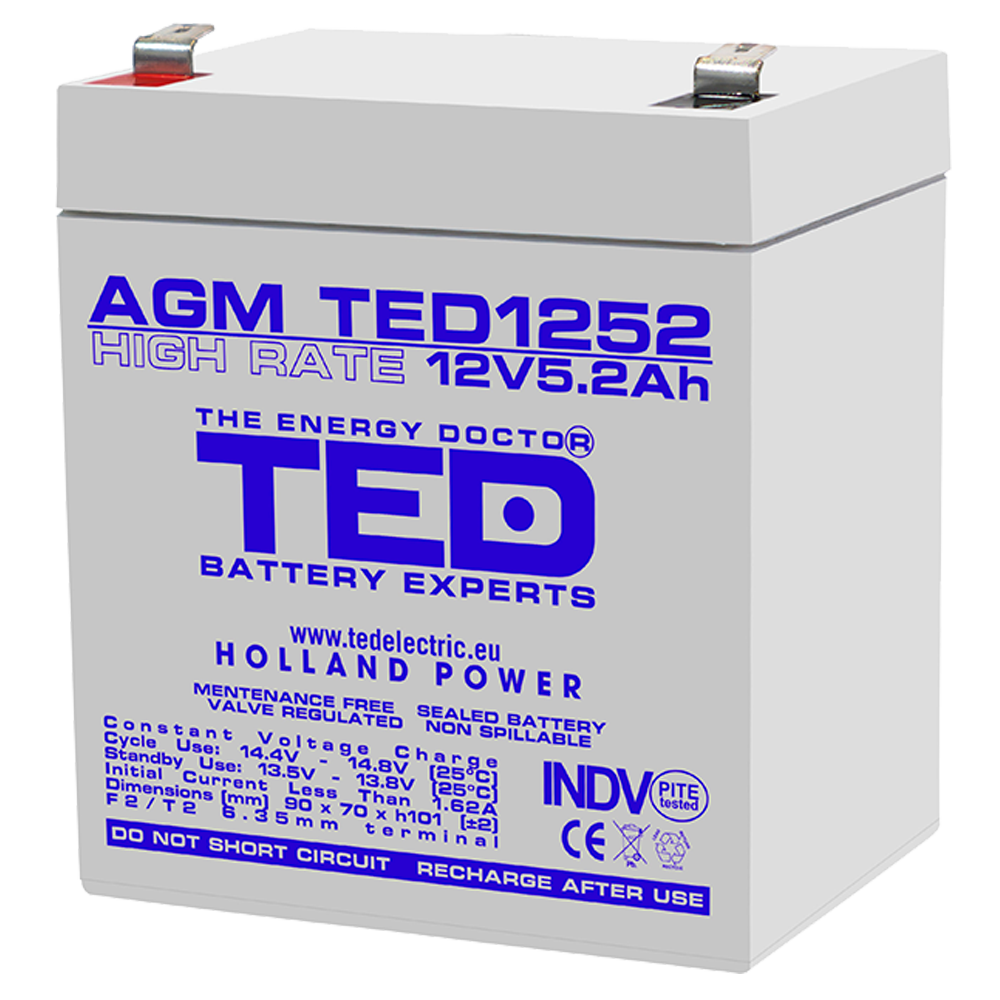 Baterie UPS 12V 5.2Ah F2 High Rate TED Electric TED003430