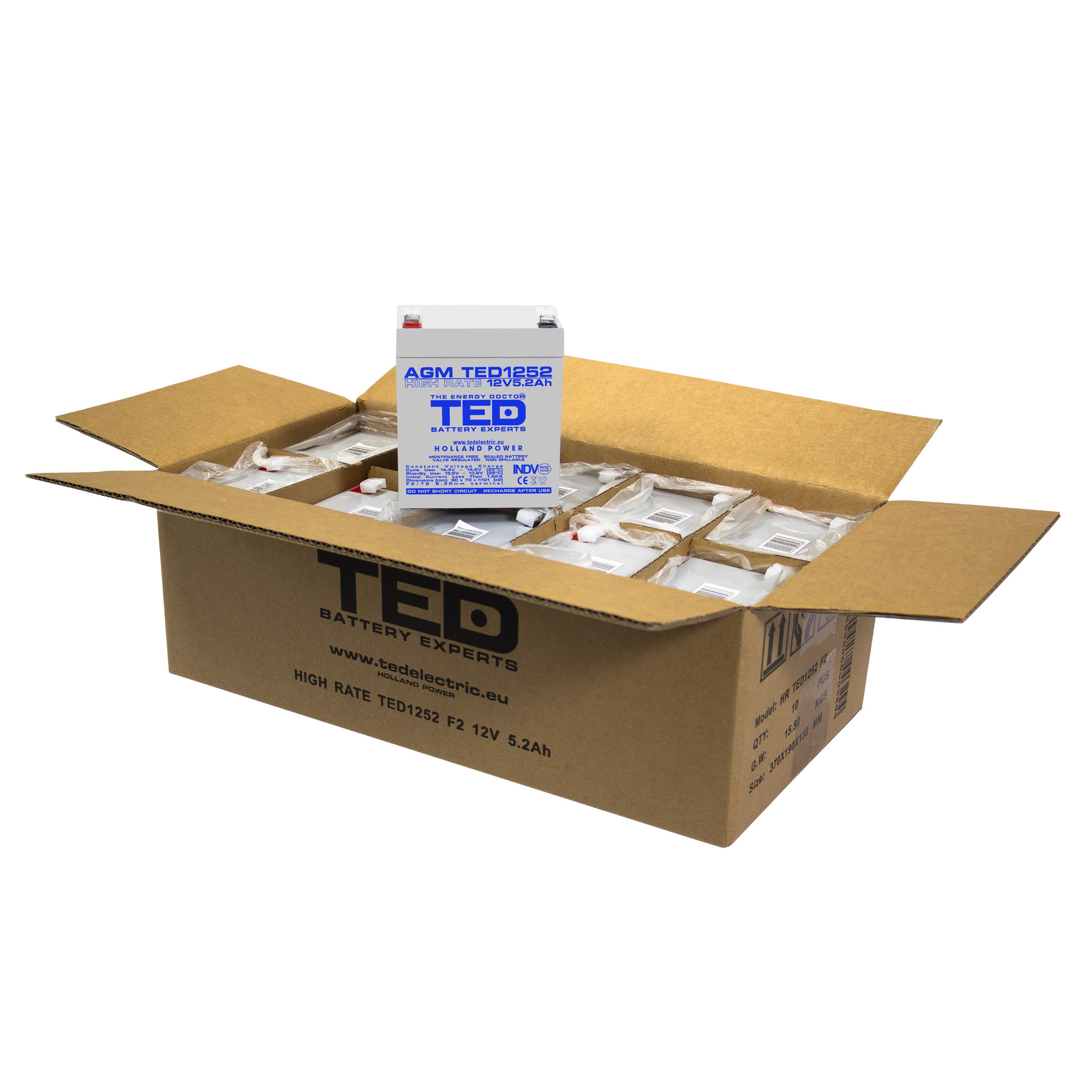Baterie UPS 12V 5.2Ah F2 High Rate TED Electric TED003430 Imagine secundară a produsului
