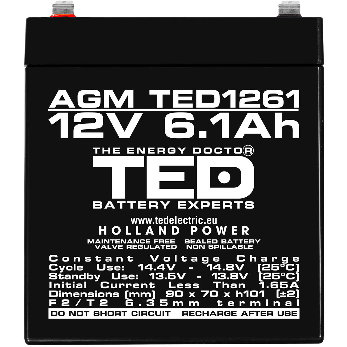 Baterie UPS 12V 6.1Ah F2 Acumulator TED Electric TED003171