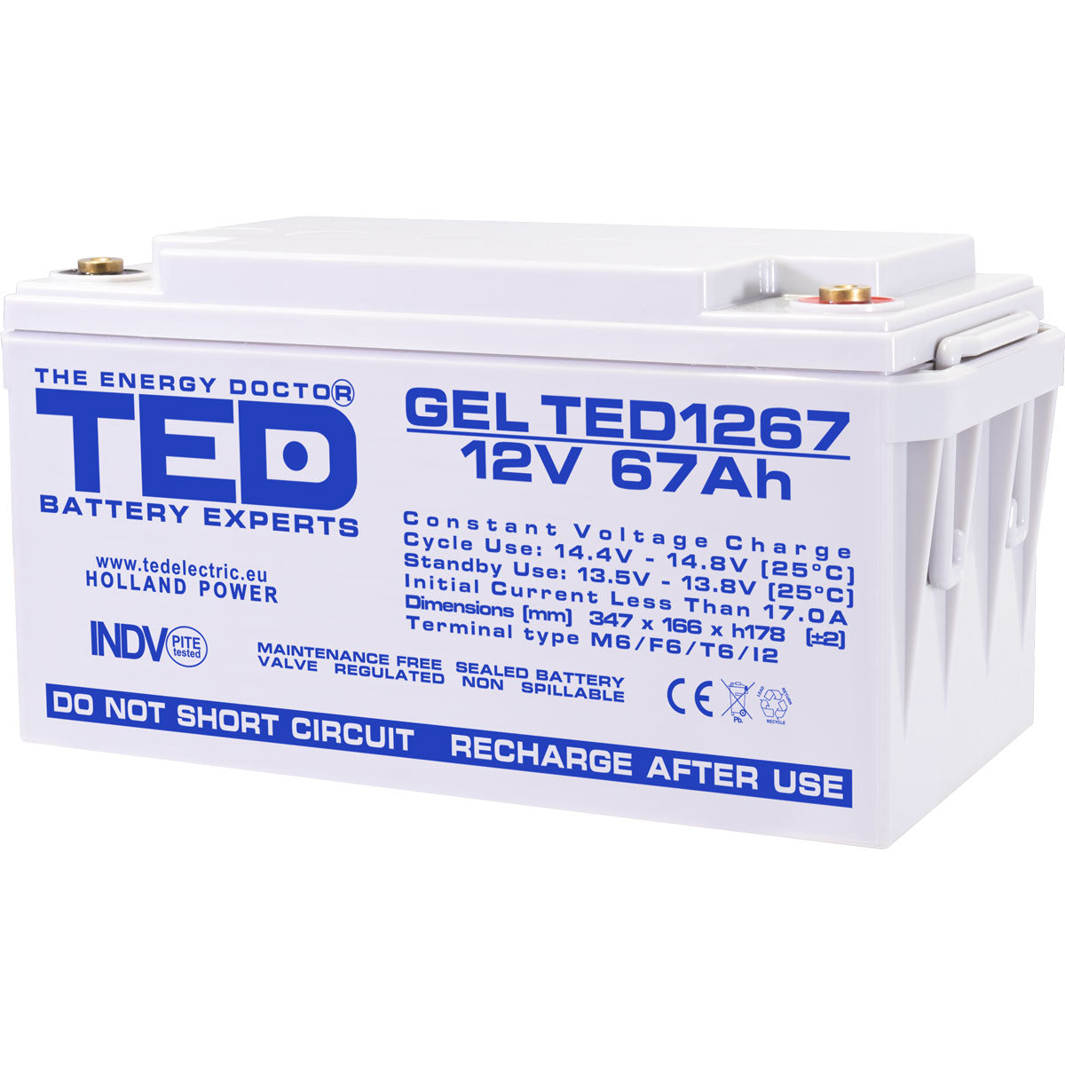 Baterie 65Ah Solara, UPS 12V 67Ah Acumulator Gel TED Electric TED003461