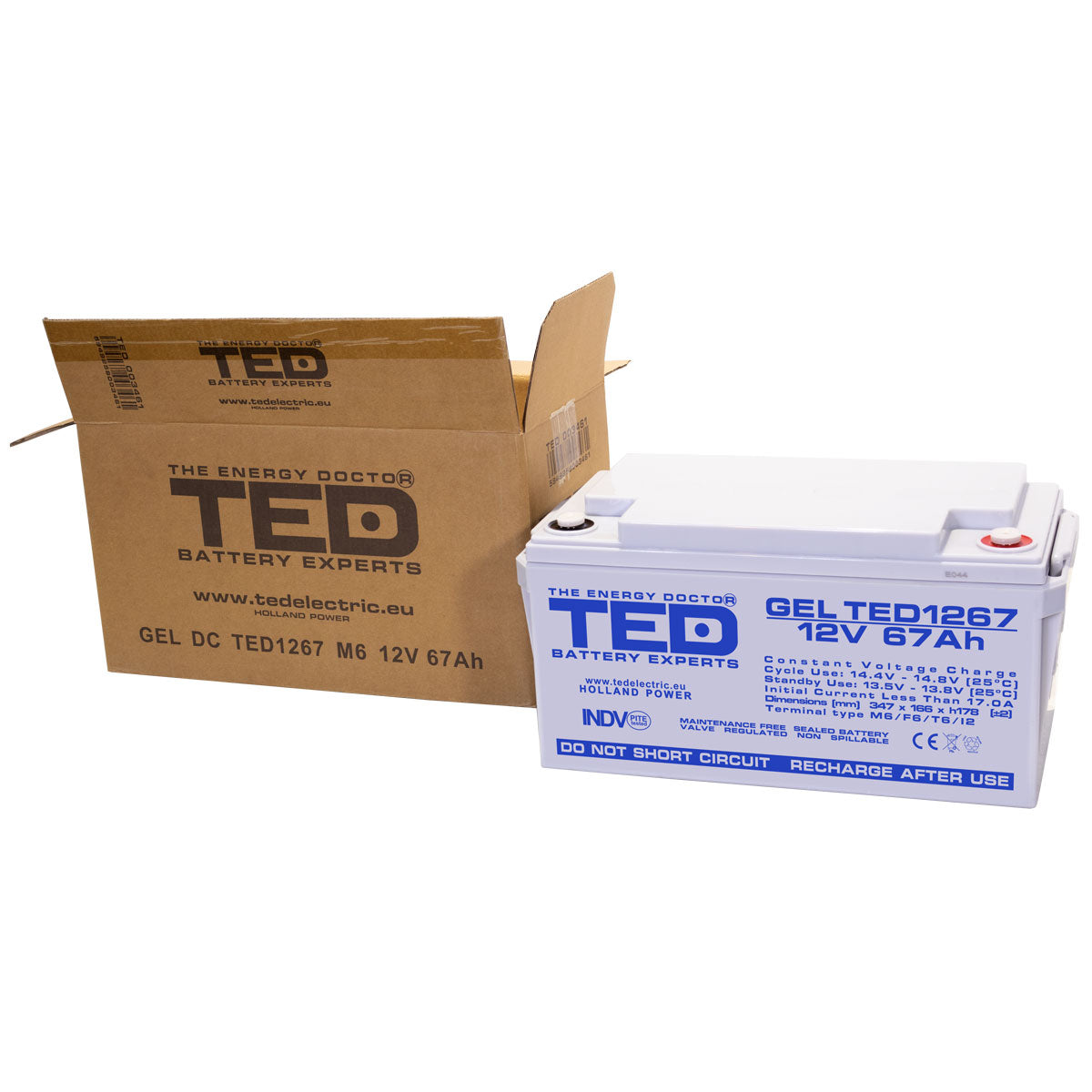 Baterie 65Ah Solara, UPS 12V 67Ah Acumulator Gel TED Electric TED003461