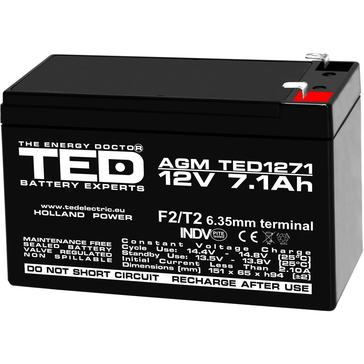 Baterie UPS 12V 7.1Ah F2 Acumulator TED Electric TED003225