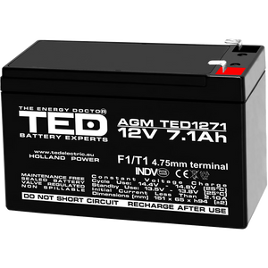 Baterie Alarma 12V 7.1Ah F1 Acumulator TED Electric TED003416