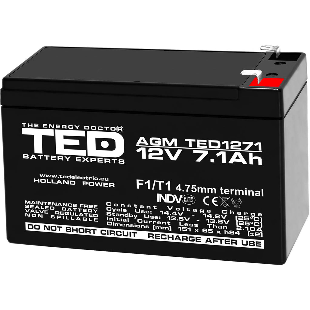 Baterie Alarma 12V 7.1Ah F1 Acumulator TED Electric TED003416