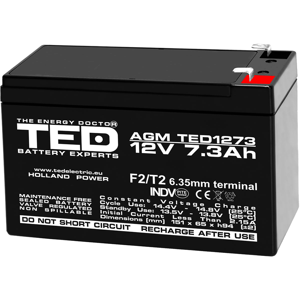 Baterie UPS 12V 7.3Ah F2 Acumulator TED Electric TED003249