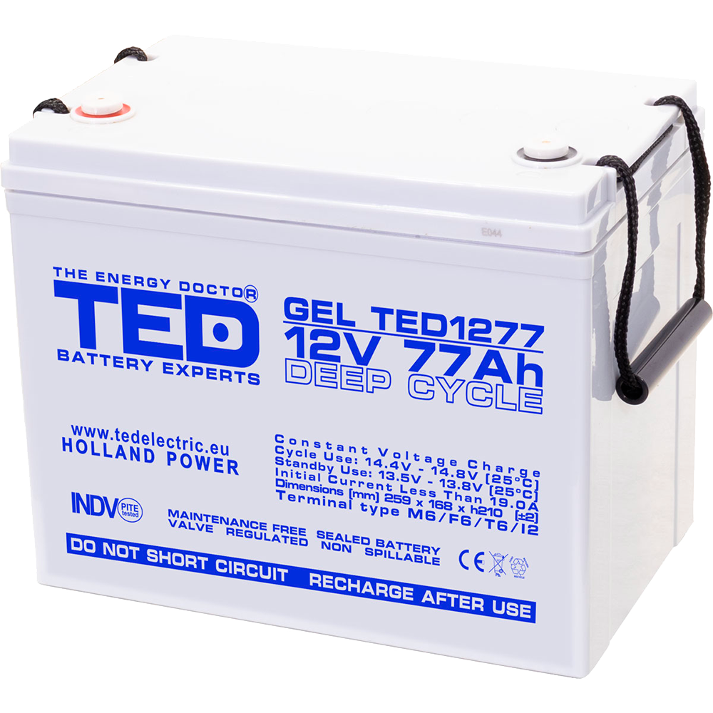 Baterie 75Ah Solara, UPS 12V 77Ah Acumulator Gel TED Electric TED003409