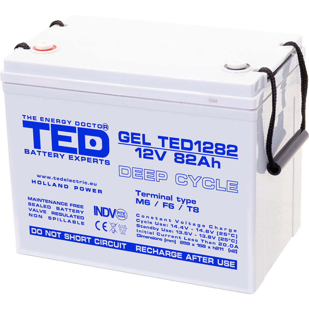 Baterie 80Ah Solara, UPS 12V 82Ah Acumulator Gel TED Electric TED003478 Imagine principală a produsului