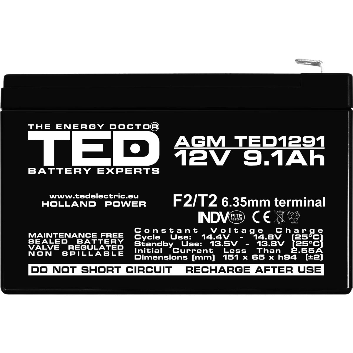 Baterie UPS 12V 9.1Ah F2 Acumulator TED Electric TED003263