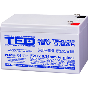 Baterie UPS 12V 9.6Ah F2 High Rate TED Electric TED003324