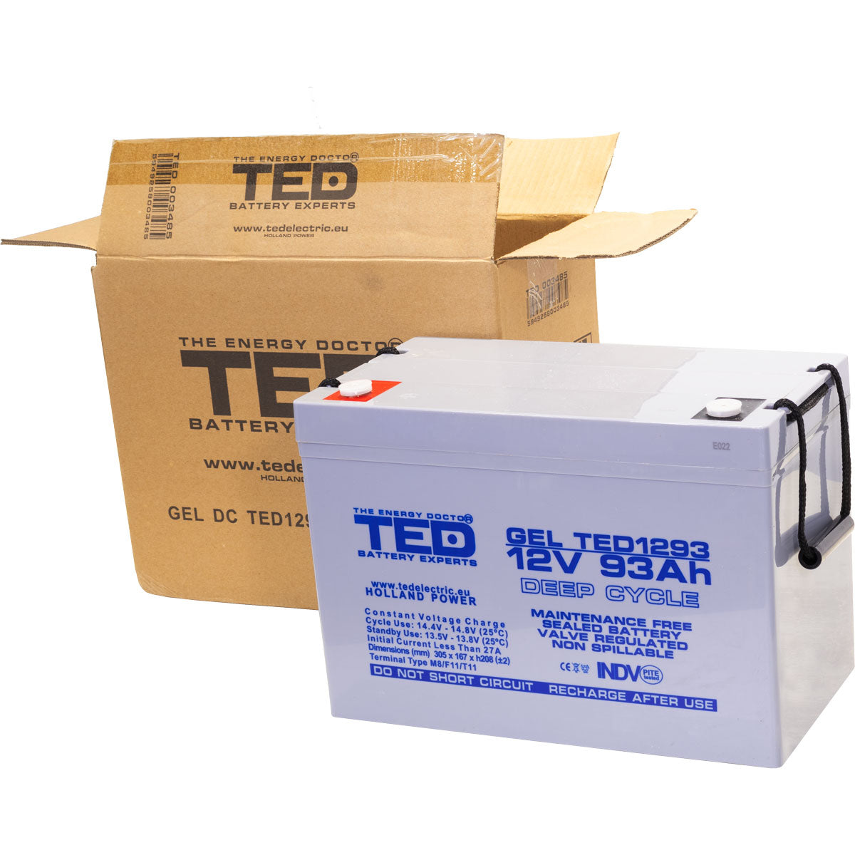 Baterie 90Ah Solara, UPS 12V 93Ah Acumulator Gel TED Electric TED003485 Imagine secundară a produsului