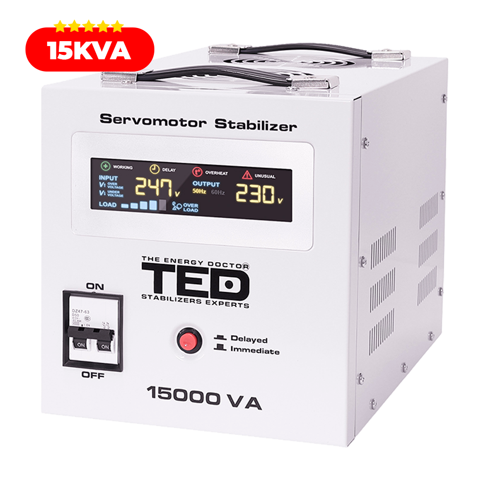 Stabilizator Tensiune Monofazic Servomotor 15KVA 12kW Compact - Regulator TED Electric Imagine secundară a produsului