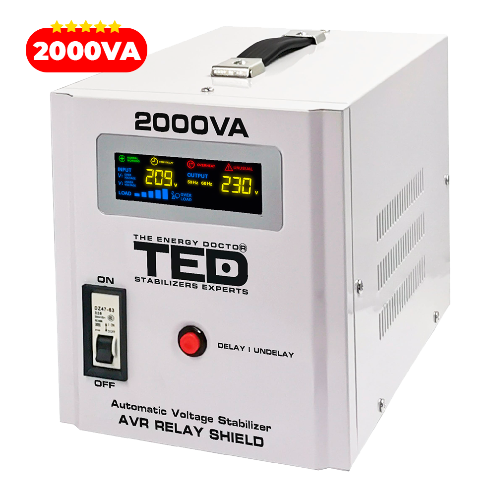 Stabilizator Tensiune Centrala Termica 2000VA 1200W - Regulator RT TED Electric Imagine secundară a produsului