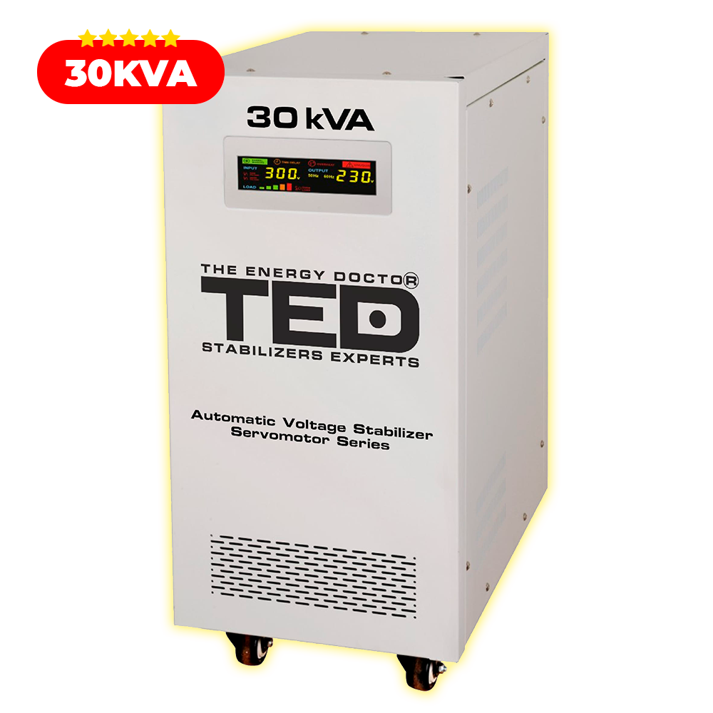 Regulator Stabilizator tensiune monofazic servomotor 30KVA 24kW TED 001962 Imagine principală a produsului